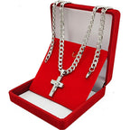 Kit Masculino Aço Inoxidável – Corrente 60cm com Pingente Cruz Pai Nosso + Pulseira Grumet