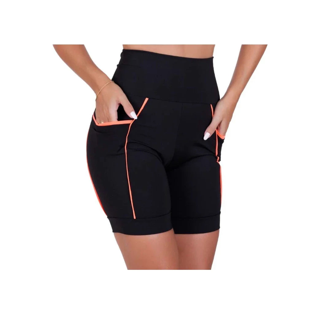 Kit com 3 Bermudas Fitness Cós Alto com Bolsos Profundos