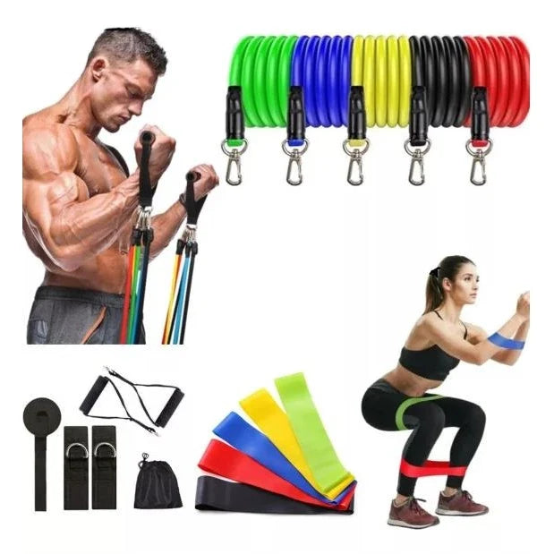 Kit Extensores Elásticos + Mini Bands - Kit Home Fit - Poucas Unidades