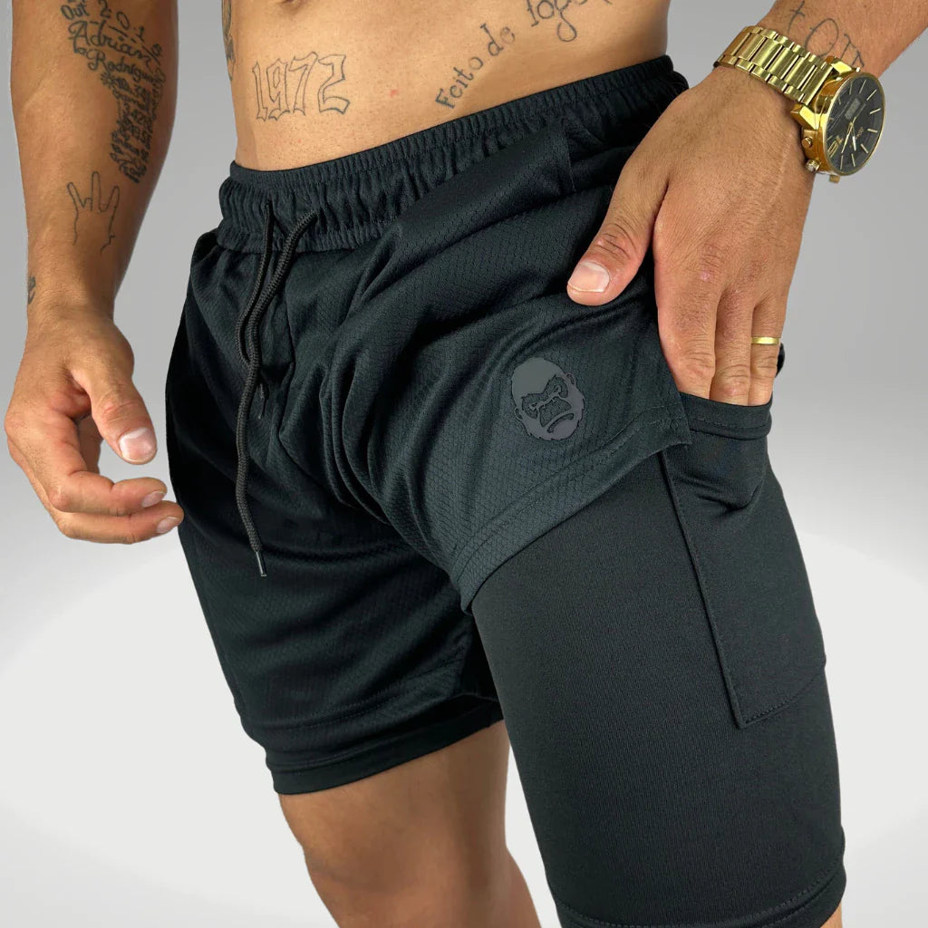 Kit 2 Shorts Kong 2 em 1 Para Academia – Máximo Conforto e Desempenho