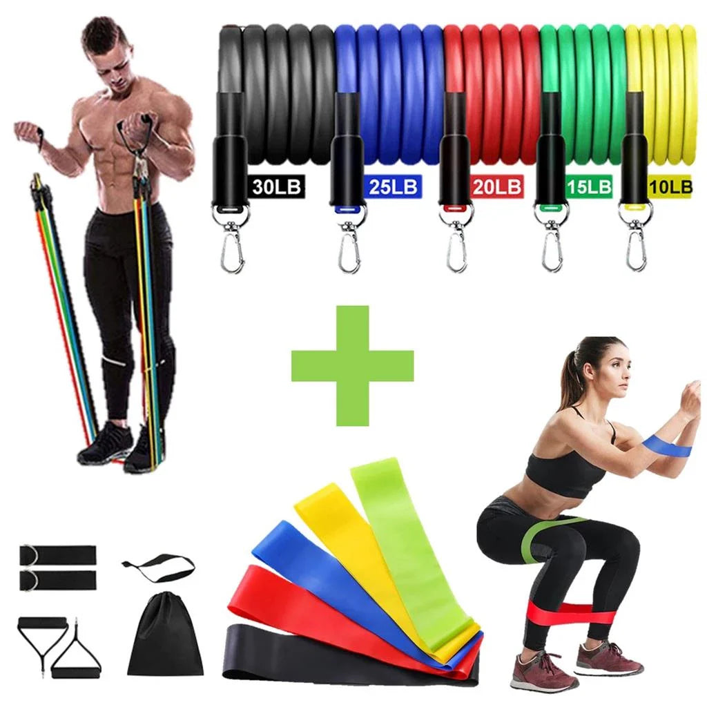 Kit Extensores Elásticos + Mini Bands - Kit Home Fit - Poucas Unidades
